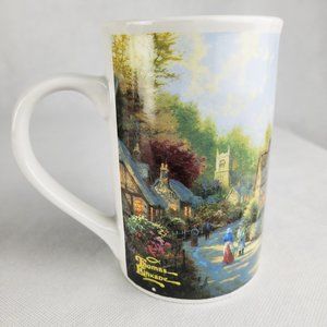 Thomas Kinkade 1998 Cobblestone Village Scene Coffee Mug Logo Ceramic VTG 5"H